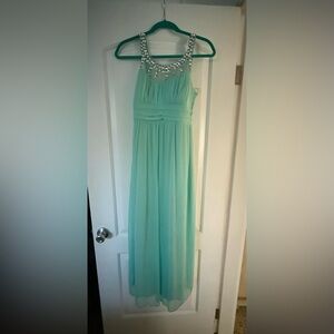 Maxi cocktail, party dress, turquoise